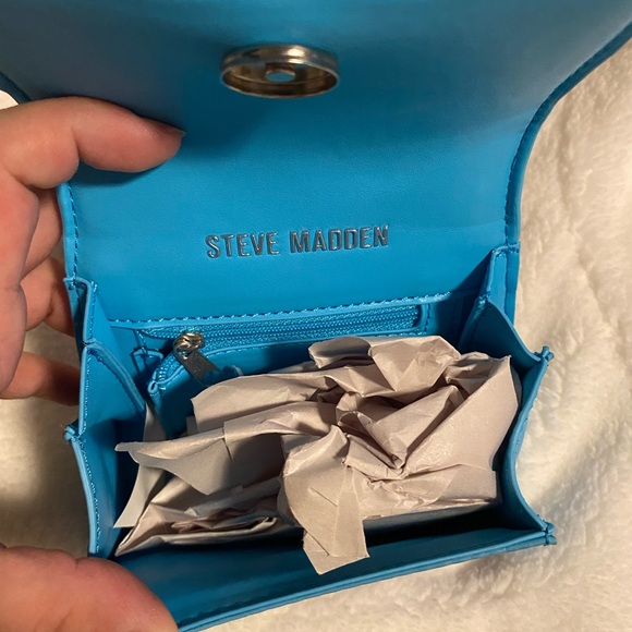 NWT Stave Madden BDORAA Turquoise Micro Mini Silver Chain Bag - Picture 8 of 11